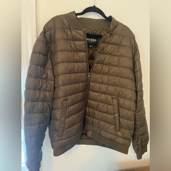 Guess Men's Quilted Bomber Jacket - Olive Green - Picture 2 of 5
